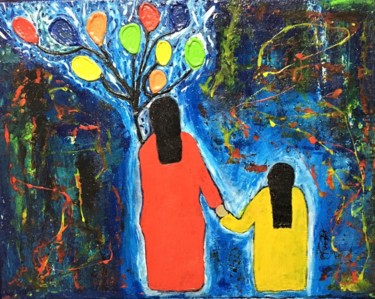 Painting titled "Amor de Madre a Hija" by Tucks, Original Artwork, Acrylic