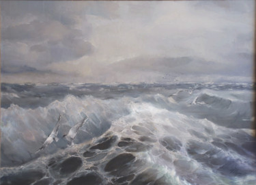 「Facing a storm toge…」というタイトルの絵画 Aleksandrs Tugajsによって, オリジナルのアートワーク, オイル