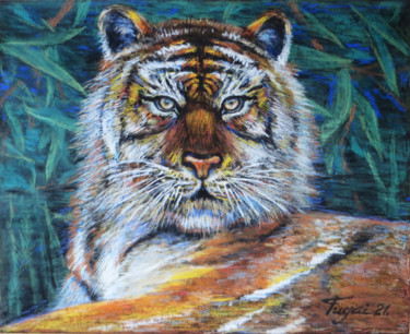 Pintura intitulada "Tiger" por Aleksandrs Tugajs, Obras de arte originais, Pastel
