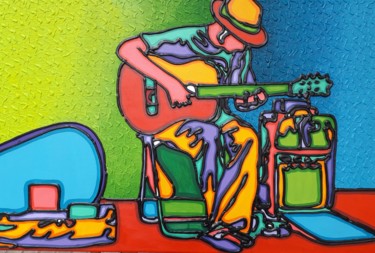 Pintura titulada "Guitarrista street" por H.Dubois, Obra de arte original, Acrílico