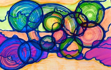 Рисунок под названием "energy of the day" - Oksana Tukhtarkina, Подлинное произведение искусства, Цветные карандаши