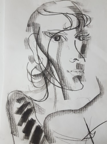 Zeichnungen mit dem Titel "Porträt" von Irina Tukkaeva, Original-Kunstwerk, Kohle