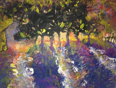 Peinture intitulée "Lavendelfeld" par Irina Tukkaeva, Œuvre d'art originale, Acrylique