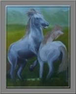 Peinture intitulée "jeu de chevaux" par Tulipe83, Œuvre d'art originale, Huile