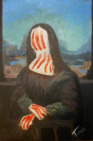 Peinture intitulée "Desperate Mona Lisa" par Tumilo, Œuvre d'art originale, Acrylique