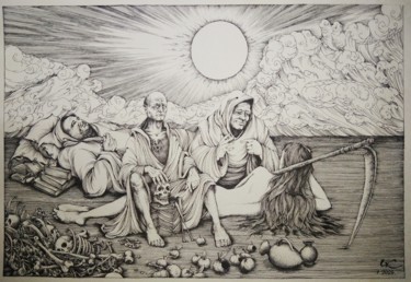 Drawing titled "Беседы о смысле жиз…" by Kirill Chasovskikh, Original Artwork, Ink