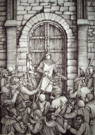 「Death of Lord」というタイトルの描画 Кирилл Часовскихによって, オリジナルのアートワーク, インク