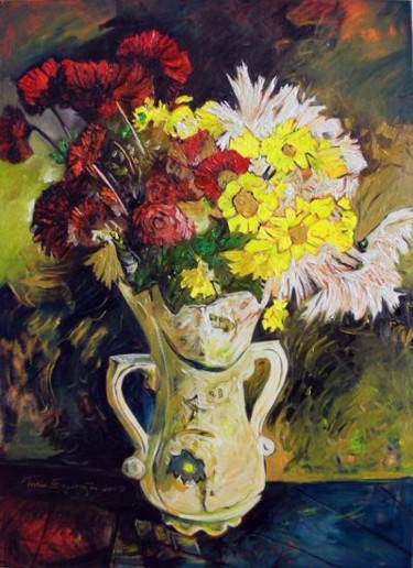 "Vazoda sarı çiçekler" başlıklı Tablo Turan Enginoğlu tarafından, Orijinal sanat