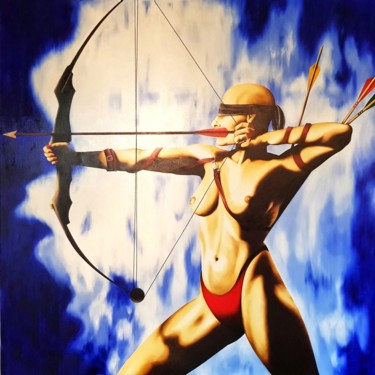 Peinture intitulée "Blind Target" par Turan Inal, Œuvre d'art originale, Huile
