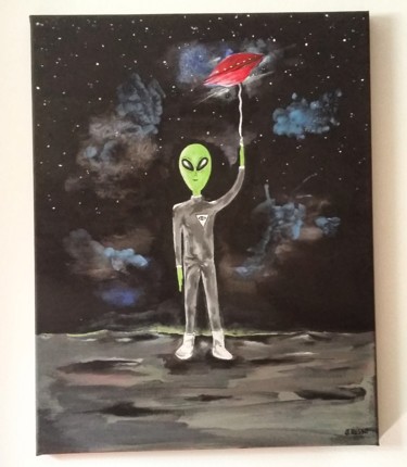 Pittura intitolato "Alien baloon" da June Sailor, Opera d'arte originale, Acrilico