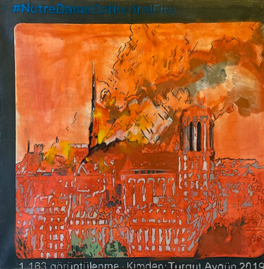 Painting titled "notre dame cathedra…" by Turgut Aygün, Original Artwork, Acrylic