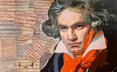 Painting titled "Beethoven" by Turgut Aygün, Original Artwork, Acrylic
