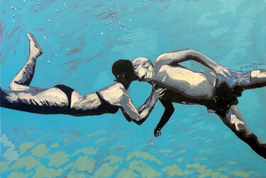 Картина под названием "the kiss II" - Turgut Aygün, Подлинное произведение искусства, Акрил