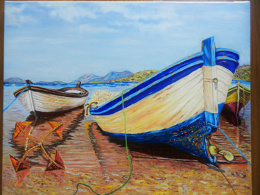 "Fishing boats" başlıklı Tablo Turhan Aydemir tarafından, Orijinal sanat, Petrol