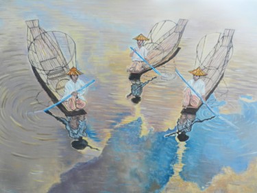 "Chinese Fishermen" başlıklı Tablo Turhan Aydemir tarafından, Orijinal sanat, Petrol