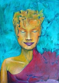 Painting titled ""Méditation" Miami" by Galerie Jean-Luc Turlure, Original Artwork, Oil