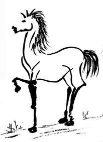 Картина под названием ""Le cheval perfide"" - Galerie Jean-Luc Turlure, Подлинное произведение искусства, Масло