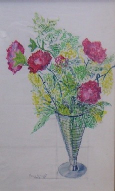 Peinture intitulée "Fleurs au vase bleu" par François-Vassil Andreeff, Œuvre d'art originale, Huile