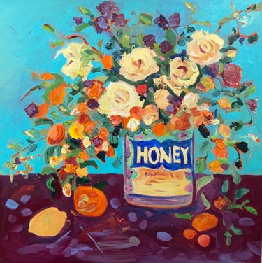 Pittura intitolato "Honey , Still life…" da Gala Turovskaya, Opera d'arte originale, Olio