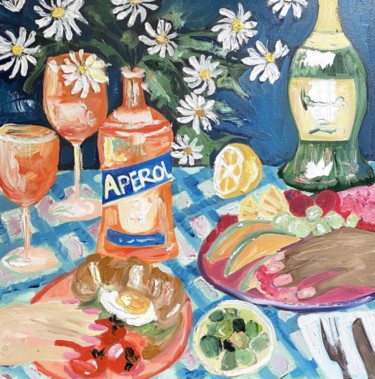 Pintura intitulada "Aperol and Champagne" por Gala Turovskaya, Obras de arte originais, Óleo Montado em Armação em madeira