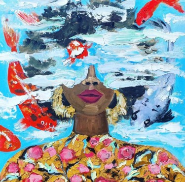 Pintura titulada "Underwater Sunshine" por Gala Turovskaya, Obra de arte original, Oleo Montado en Cartulina