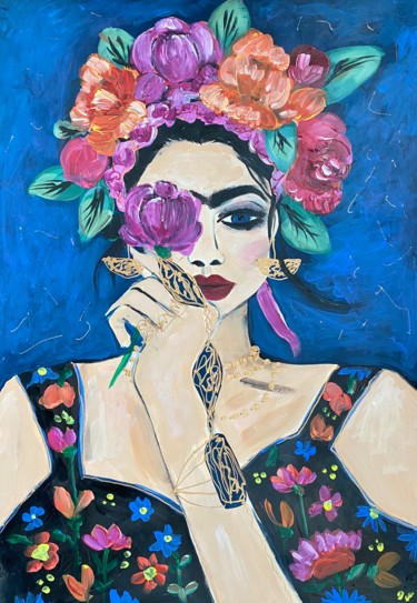 Schilderij getiteld "Frida Kahlo" door Gala Turovskaya, Origineel Kunstwerk, Acryl