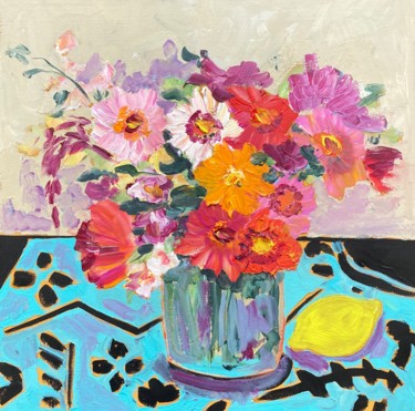 Peinture intitulée "Still life with Cos…" par Gala Turovskaya, Œuvre d'art originale, Huile Monté sur Carton