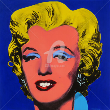 Painting titled "MARILYN (D'APRES AN…" by Régine Guthmann, Original Artwork, Acrylic Mounted on Wood Stretcher frame