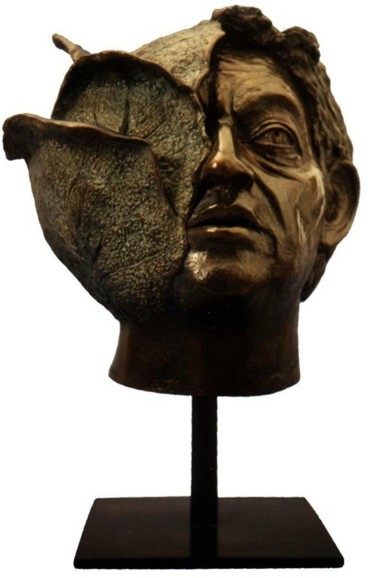 Sculpture intitulée "L'Homme à la tête d…" par Turzo, Œuvre d'art originale, Bronze