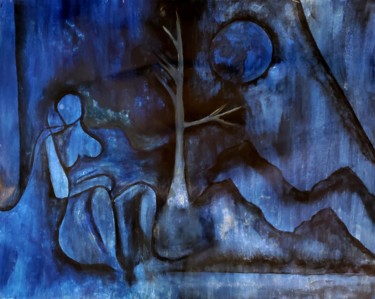 Painting titled "Blue" by Tushar Singhla, Original Artwork, Acrylic