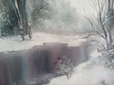 Картина под названием "Зимний пейзаж" - Евгения Смоленская, Подлинное произведение искусства, Масло