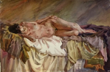 Painting titled "Обнаженная" by Nastya Bromel, Original Artwork
