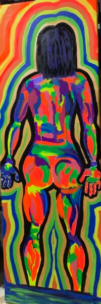 Картина под названием "Автопортрет" - Надя Тутынина, Подлинное произведение искусства, Акрил Установлен на Деревянная рама д…