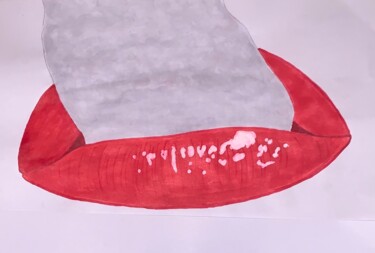 Peinture intitulée "Губы" par Nadia Tutynina, Œuvre d'art originale, Marqueur