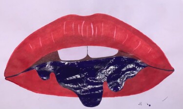 Картина под названием "Губы1" - Надя Тутынина, Подлинное произведение искусства, Маркер