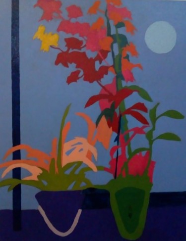 Pintura intitulada "Sombras e orquídea…" por José Maria De Carvalho, Obras de arte originais, Acrílico