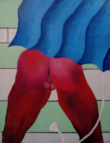 Painting titled "Nu ao banho." by José Maria De Carvalho, Original Artwork, Acrylic