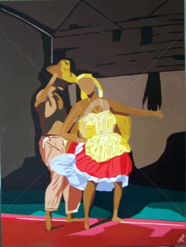 Peinture intitulée "Danseurs antillais" par Thierry Vaudein, Œuvre d'art originale, Autre