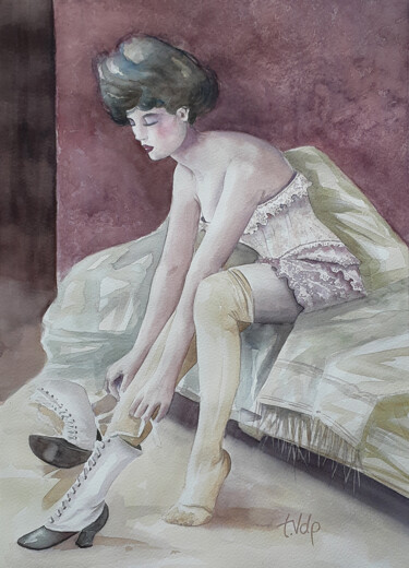 제목이 "Jolie Môme"인 미술작품 Tvdp Aquarelliste로, 원작, 수채화