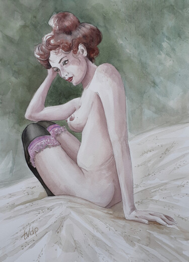 Painting titled "Olympine" by Tvdp Aquarelliste, Original Artwork, Watercolor