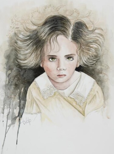 Peinture intitulée "La petite boudeuse" par Tvdp Aquarelliste, Œuvre d'art originale