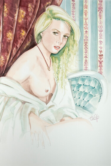 Painting titled "Le boudoir.jpg" by Tvdp Aquarelliste, Original Artwork