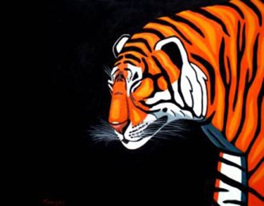 Pintura titulada "Tigre Pop" por Toño Venegas, Obra de arte original, Oleo