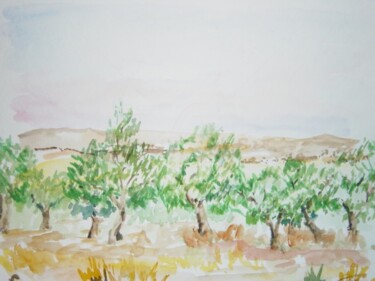 Pintura titulada "Los Olivos de la Si…" por Thierry Vuigner, Obra de arte original, Acuarela
