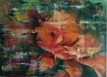 Peinture intitulée "Золотая рыбка. cypr…" par Valiantsina Tsishchanka, Œuvre d'art originale, Huile