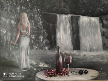 Painting titled "Я стану водопадом.…" by Valiantsina Tsishchanka, Original Artwork, Oil