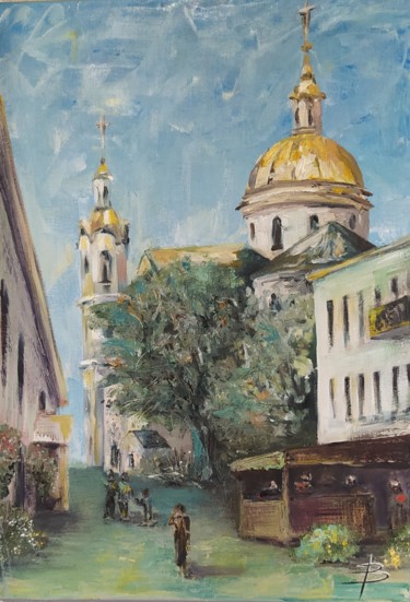 Painting titled "Витебск" by Valiantsina Tsishchanka, Original Artwork, Oil