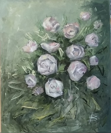 Painting titled "Цветы." by Valiantsina Tsishchanka, Original Artwork, Oil