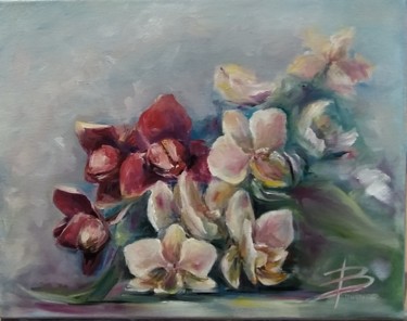 Painting titled "Орхидеи." by Valiantsina Tsishchanka, Original Artwork, Oil