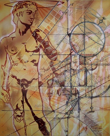 Malarstwo zatytułowany „Anticipation Michel…” autorstwa Gérardo Funari, Oryginalna praca, Akryl Zamontowany na Drewniana ram…